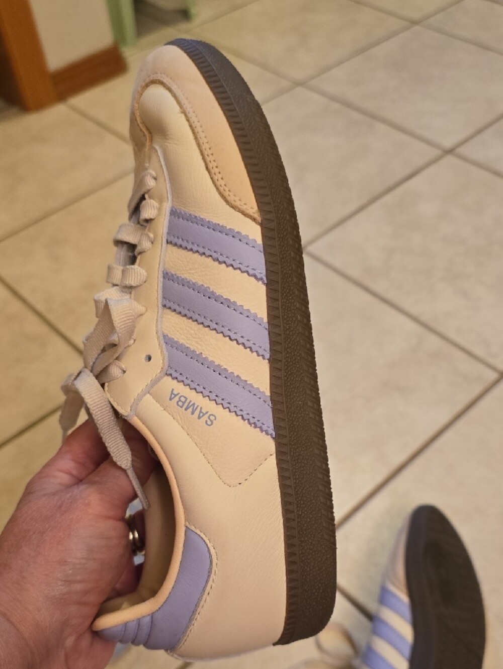 adidas Women's Retro Sneakers in Cream and Light Blue - Picture 6 of 9